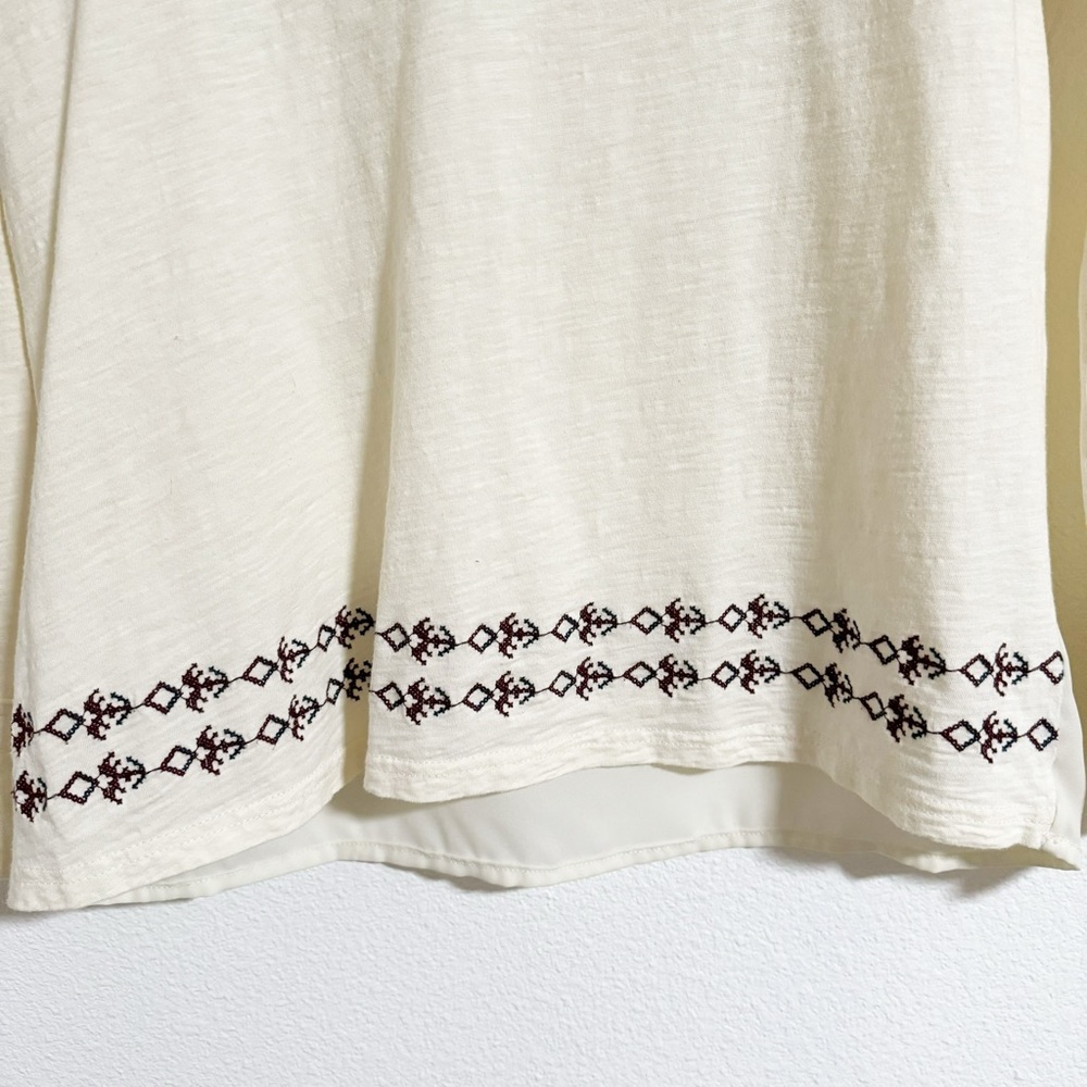 Cut + Sew Floral Embroidered Mixed Media Long Sleevet - Picture 4 of 11